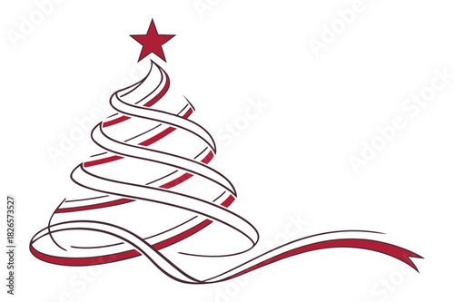 Christmas Tree Vector Illustration on White Background