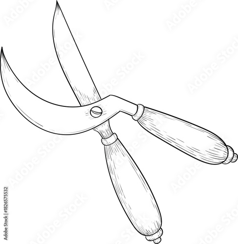 Black and white ink style vector illstration of gardening tools and supplies. Spring mood engraving for packaging, cards and decorative purposes