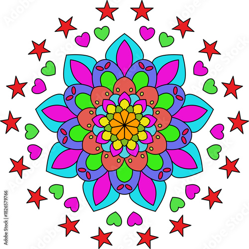 Vector Colored Mandala Round Colored Mandala Design 
