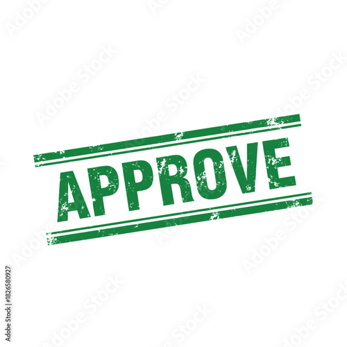 Green rubber stamp with the word "APPROVE" and parallel lines, indicating official endorsement or acceptance.