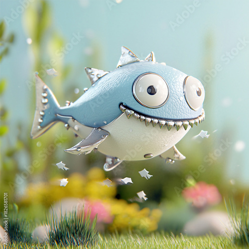 Playful cartoon fish swimming in a colorful underwater scene ocean digital art vibrant environment whimsical concept