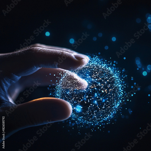 Innovative technology exploration virtual space digital art futuristic environment close-up view concept of connectivity