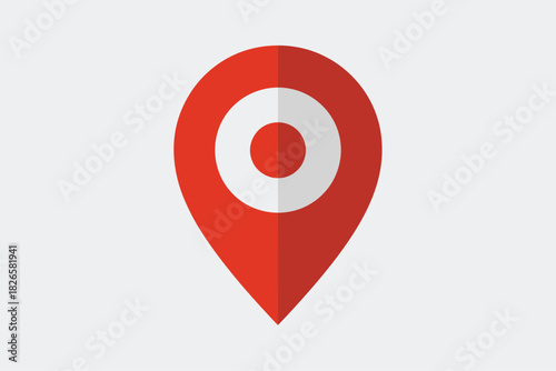Red map pin icon with target symbol in modern minimalist design on white background for navigation Free Download Red map pin icon with target symbol in modern minimalist design on white background for navigation - GFXLoad