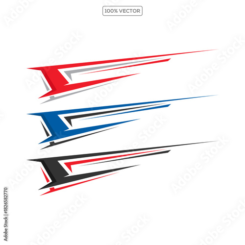 Sports stripes, car stickers. Racing decals for tuning, sport vehicle and boat tuning