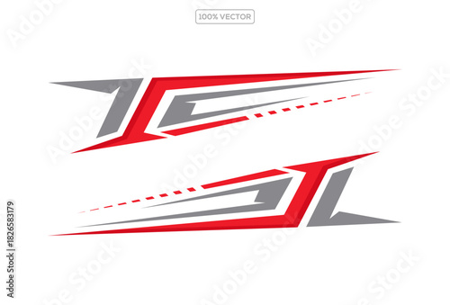 Sports stripes, car stickers. Racing decals for tuning. Abstract Car decal design vector