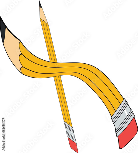 Curved and crossed pencils vector illustration symbolizing creativity