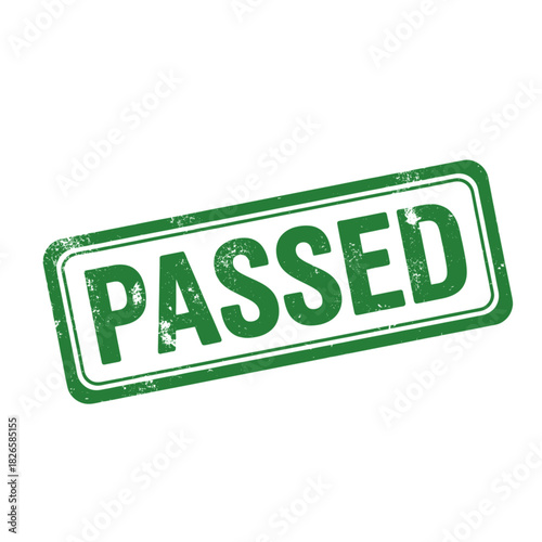 A green rectangular grunge rubber stamp with the word PASSED in capital letters, indicating approval or successful completion.