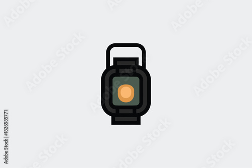 Smartwatch with orange screen in modern minimalist design with dark background for tech advertising