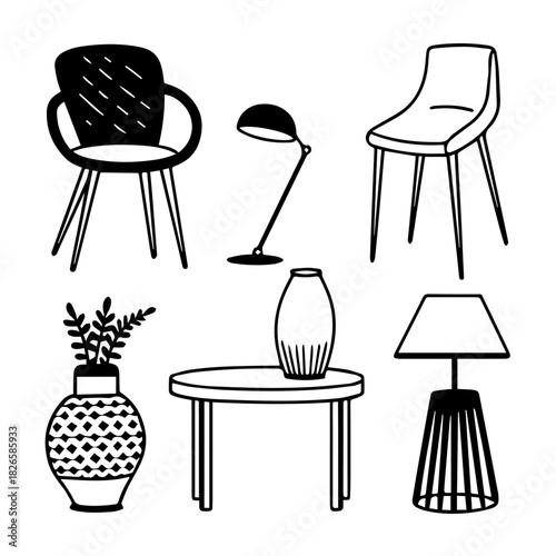 set of furniture icons