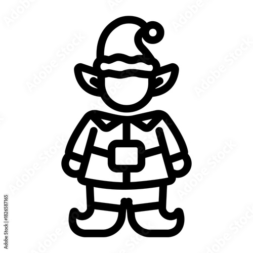 christmas elf costume Line Icon