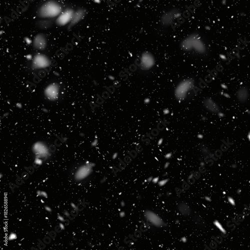 Falling Snowflakes on Black Background Isolated on a Black Background