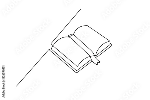 Single line art of a simple textbook or novel for reading