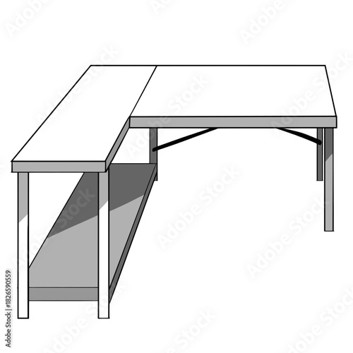 L字デスクのシンプルなベクターイラスト