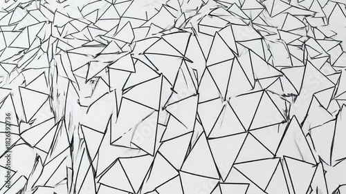 Continuous animated triangle pattern with flowing line distortions. Minimalistic black-and-white style with subtle texture noise removed. Slow breathing motion creates futuristic UX atmosphere