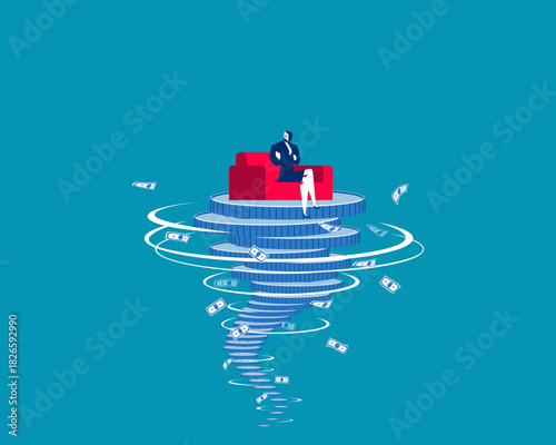 Robot. Artificial intelligence witht business finance crisis