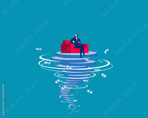 Robot. Artificial intelligence witht business finance crisis