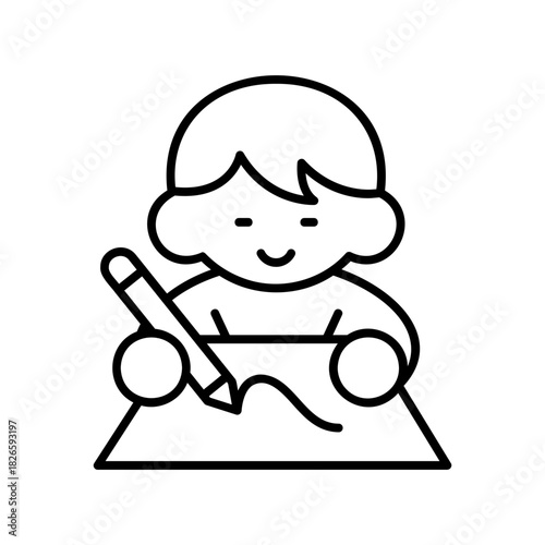 Child drawing with crayons