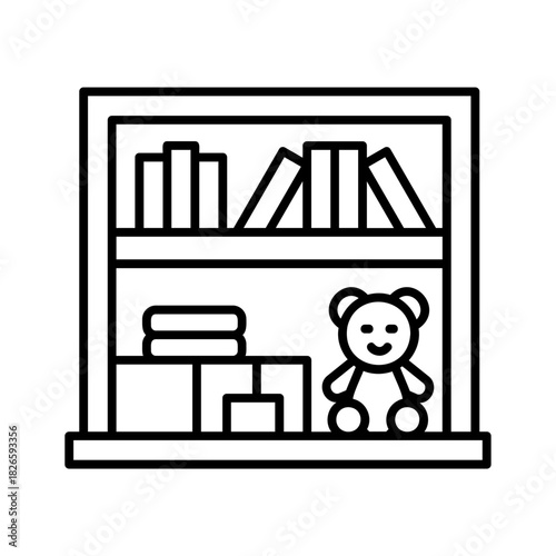 Storage shelf with toys