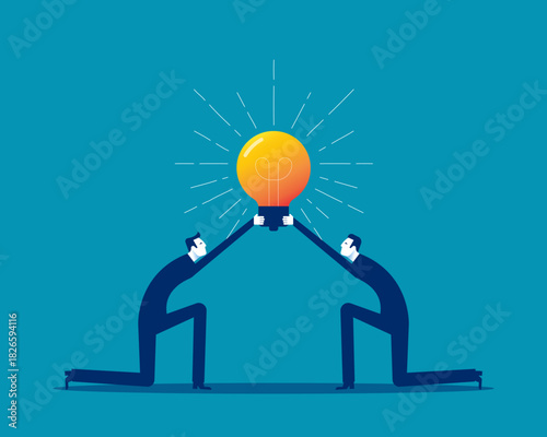 Idea. Business person holding light bulb