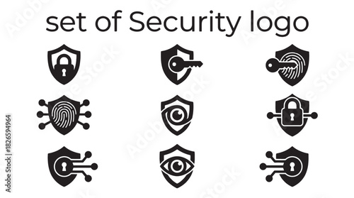 Comprehensive digital security icon set for data protection and privacy, featuring fingerprint, lock, and shield concepts, ideal for cyber authentication, symbolizing robust protection.