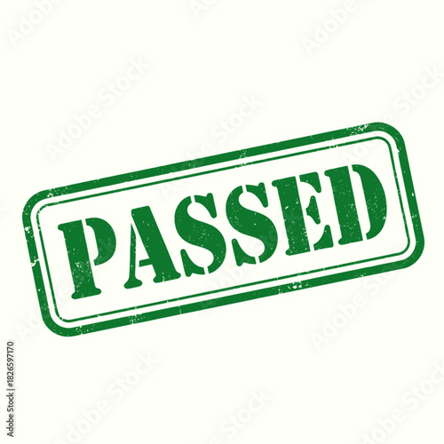 A green rubber stamp impression with the word PASSED in bold uppercase letters on a white background, indicating approval or success.