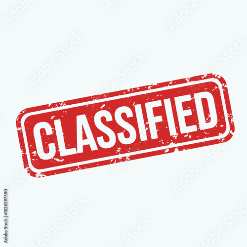 Red rubber stamp with the word 'CLASSIFIED' in white, indicating restricted or secret information.