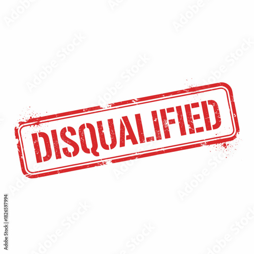 A red rubber stamp with the word "DISQUALIFIED" on a white background, indicating rejection or ineligibility.