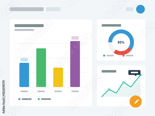 Dashboard analytics overview graph with charts and elements