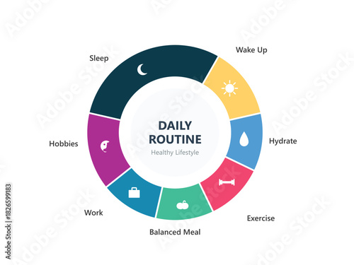 Daily Routine Healthy Lifestyle Circle Chart Infographic Schedule Planner