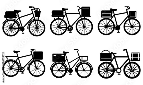 Eco-Friendly Delivery Bikes Vector Art Collection: Perfect for Sustainable Logistics and Urban Transport Projects, Promoting Green Initiatives, Originally a Scalable Graphic