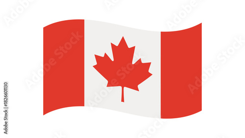 Waving canadian flag with red maple leaf