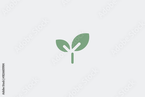 Minimalist leaf icon simple flat vector design element isolated on white background for app and web design