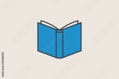 Open book illustration simple flat vector design isolated on white background for education and reading concepts