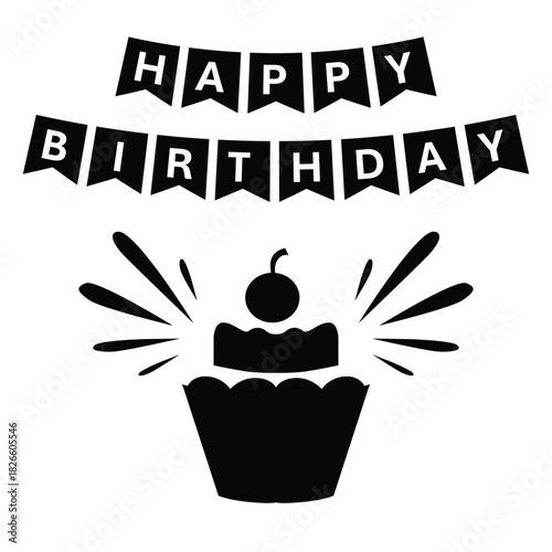 Happy Birthday Cake Celebration Party Silhouette