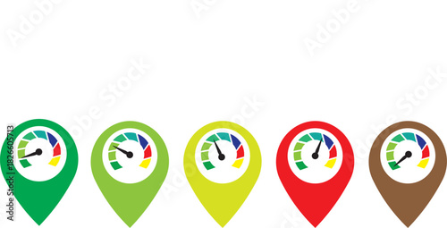 Gauge scale meter in location. Level meter vector set.
