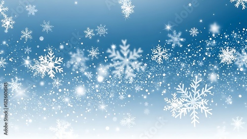Abstract blue Christmas background illustration with ice snowflakes, winter holiday design, and star light decoration