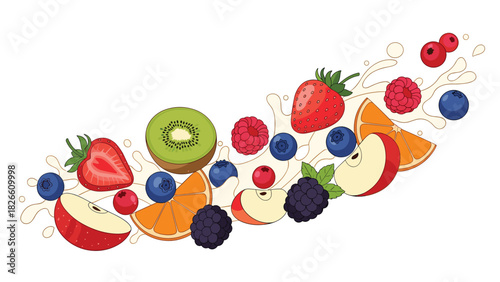 Vibrant splash of healthy eating to your designs with this fresh fruit assortment, perfect for summer promotions and wellness campaigns