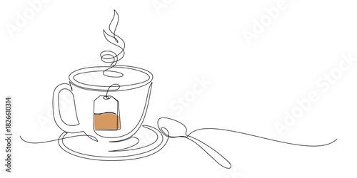 cup of tea line art style vector.eps