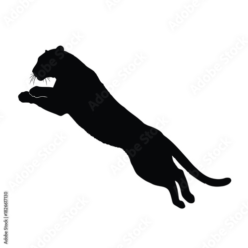 Silhouette of a jumping panther or big cat