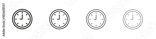 Clock icons. Editable stroke. Pixel perfect thin line icons.
