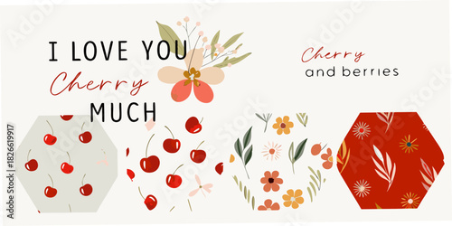 I love you cherry much floral and berry pattern design
