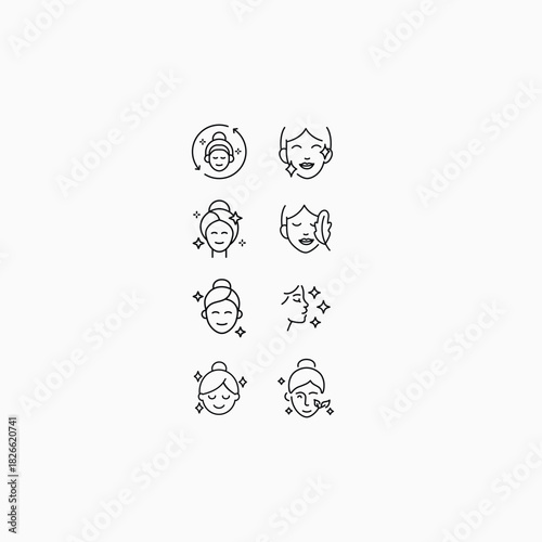 Glowing Face Make Up Icon Set Collection