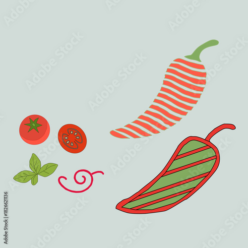 hot chili pepper. Red chili pepper hand drawn illustration. Vibrant red chili pepper illustration. Hand drawn red chili pepper. Red chili pepper doodle.
