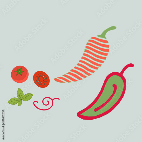 hot chili pepper. Red chili pepper hand drawn illustration. Vibrant red chili pepper illustration. Hand drawn red chili pepper. Red chili pepper doodle.