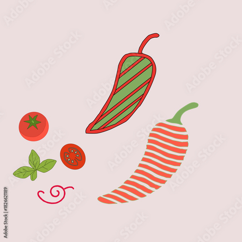 hot chili pepper. Red chili pepper hand drawn illustration. Vibrant red chili pepper illustration. Hand drawn red chili pepper. Red chili pepper doodle.