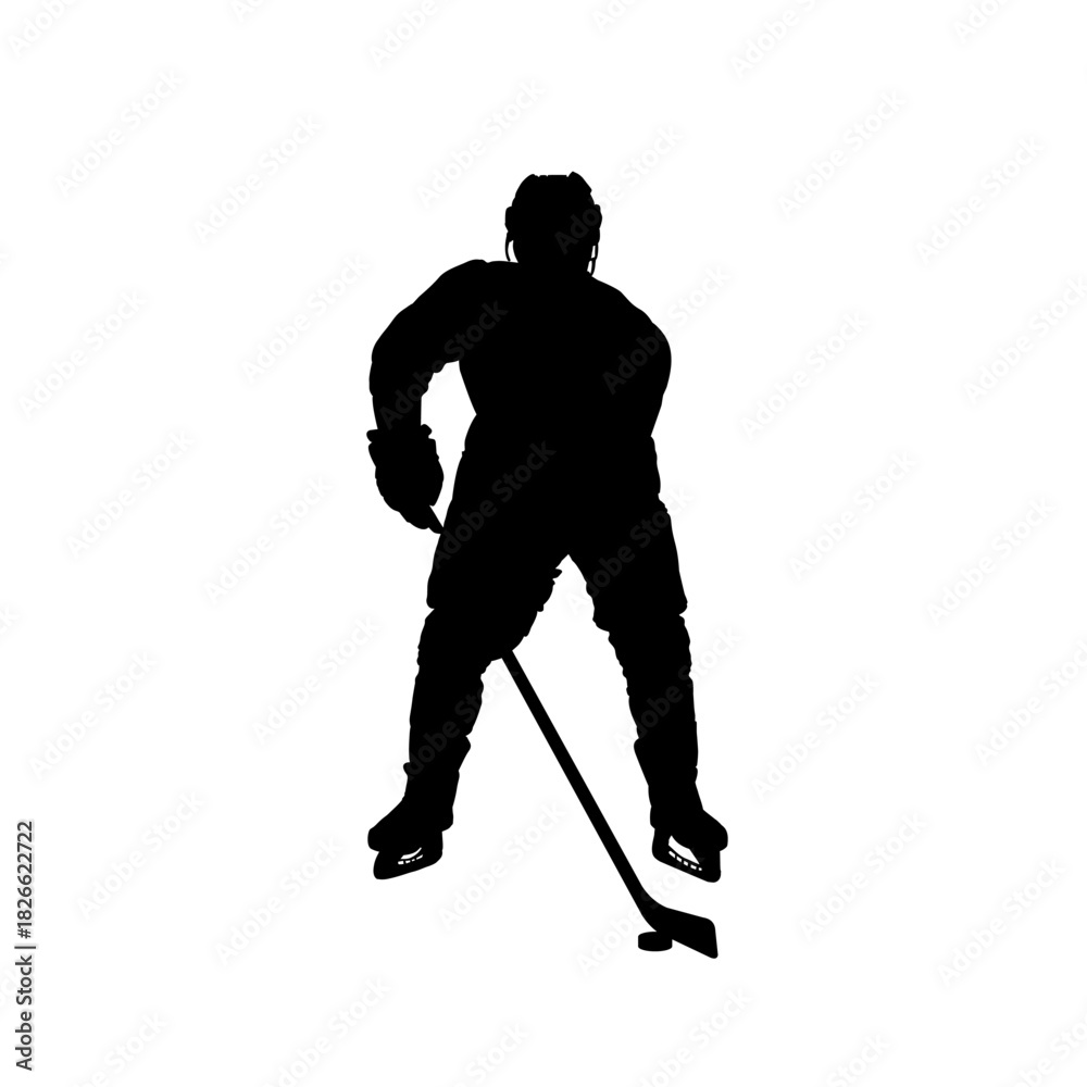 Fototapeta premium Ice hockey player silhouette - vector illustration