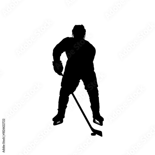 Ice hockey player silhouette - vector illustration