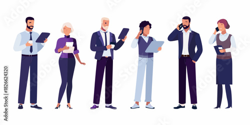 Diverse group of business people working and communicating together