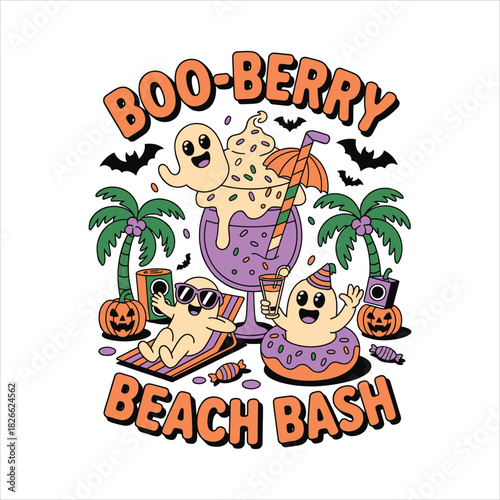 Boo Berry Beach Bash Tropical T shirt Design 