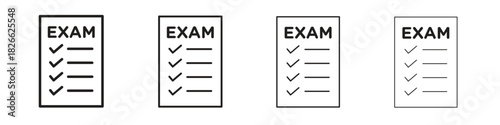 Exam icons. Editable stroke. Pixel perfect thin line icons.